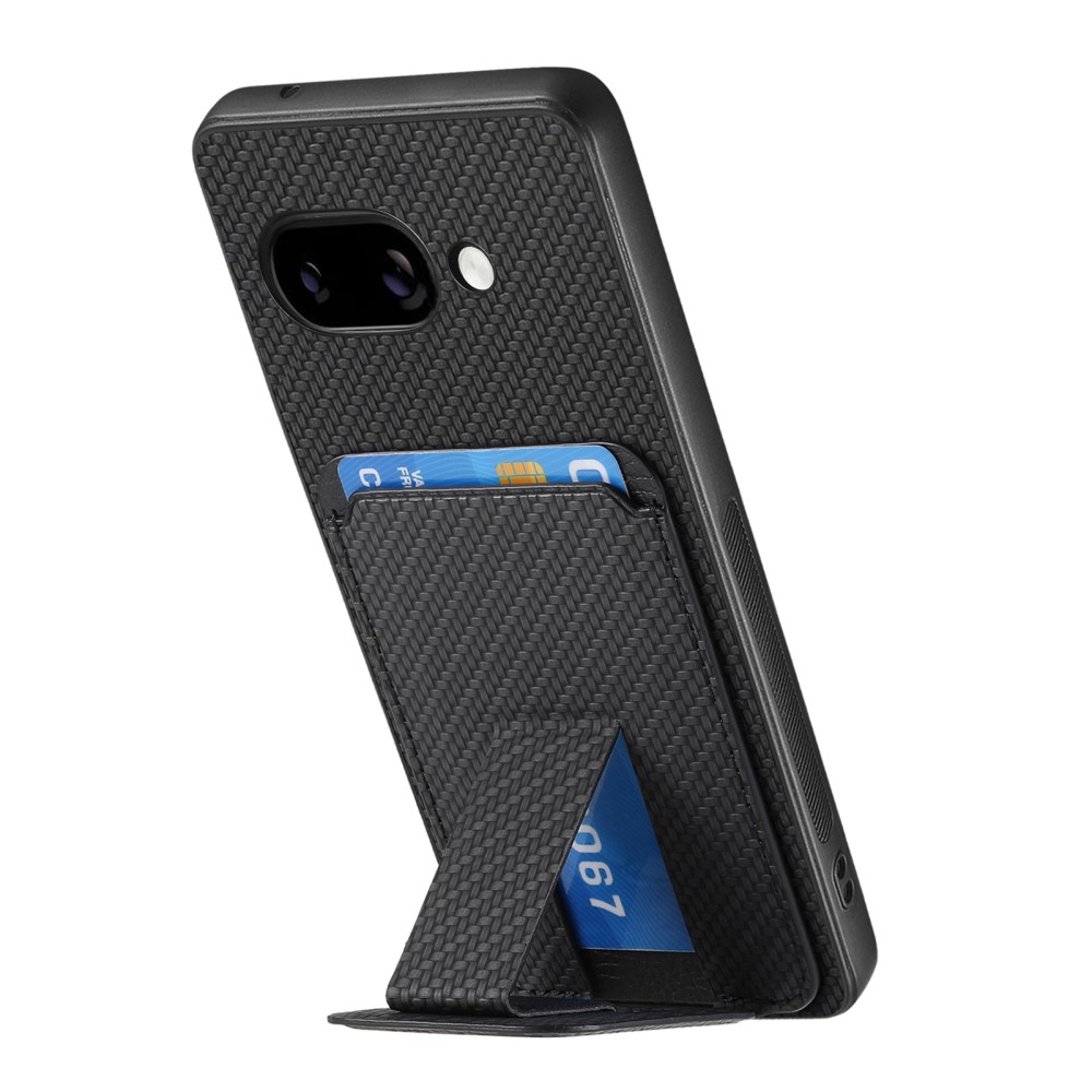 Google Pixel 9a Skal Korthållare Kickstand Kolfiber Textur