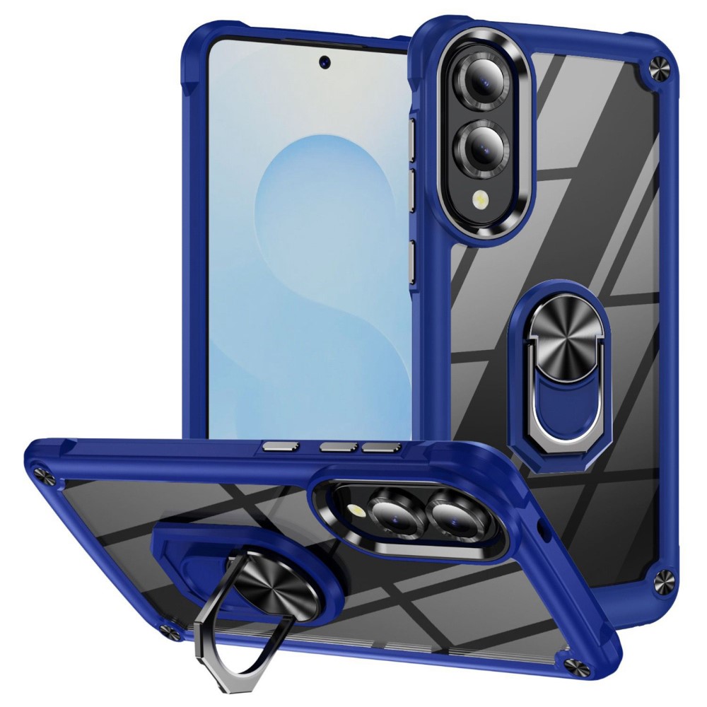 Samsung Galaxy S25 Edge Skal Shockproof Ring Hybrid Blå