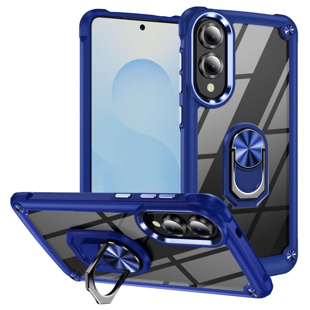 Samsung Galaxy S25 Edge Skal Shockproof Ring Hybrid Blå