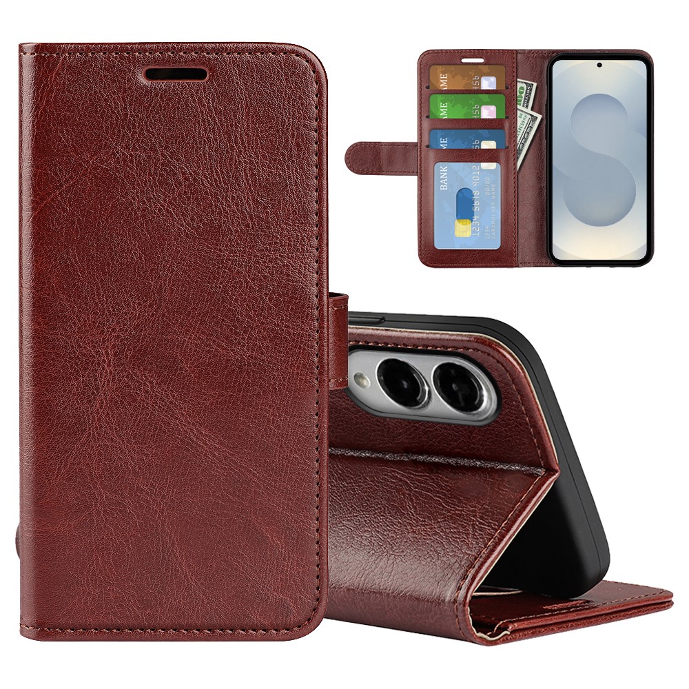 Samsung Galaxy S25 Edge Fodral Crazy Horse Läder Brun