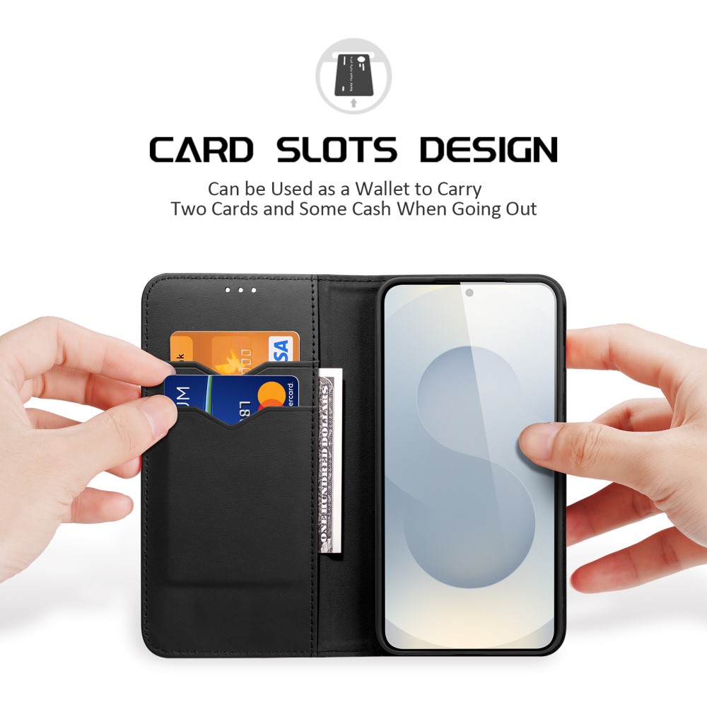 DUX DUCIS Galaxy S25 Edge Fodral HIVO Äkta Läder Svart