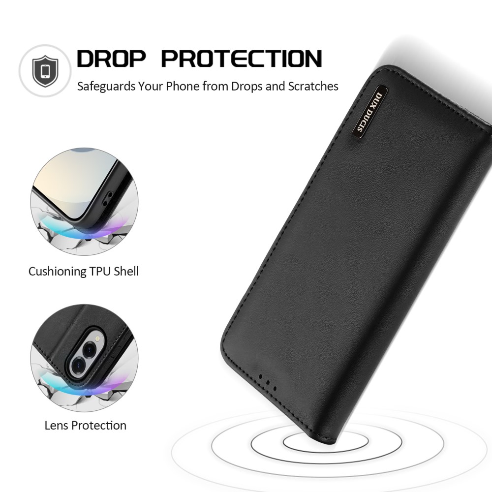 DUX DUCIS Galaxy S25 Edge Fodral HIVO Äkta Läder Svart