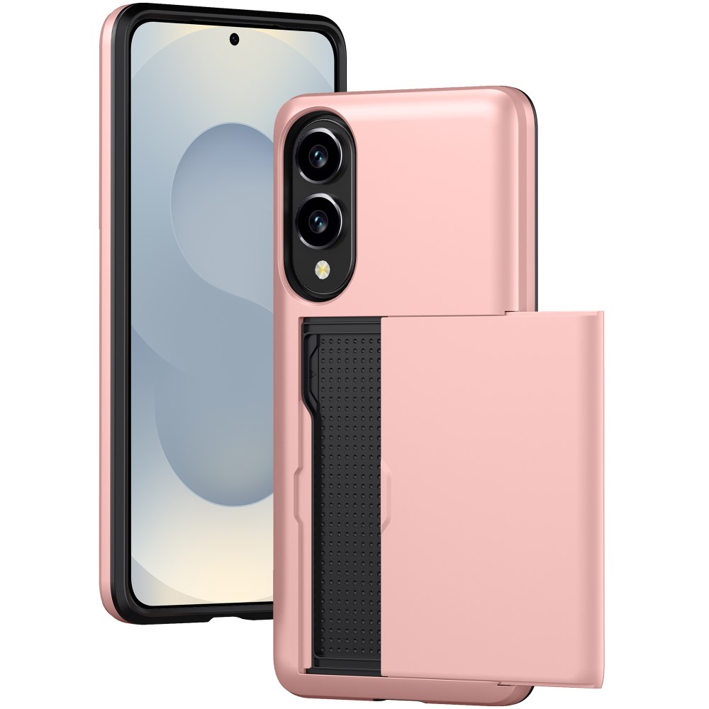 Samsung Galaxy S25 Edge Skal Hybrid Med Kortfack Roséguld