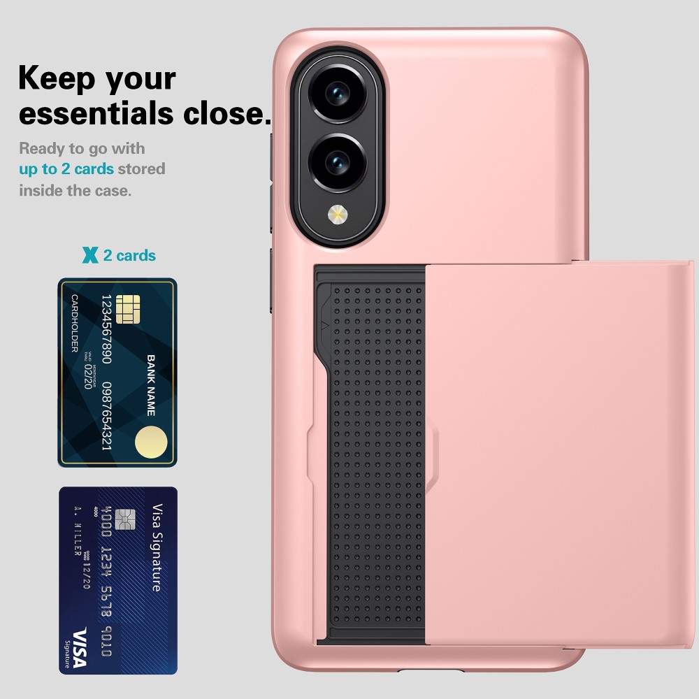 Samsung Galaxy S25 Edge Skal Hybrid Med Kortfack Roséguld