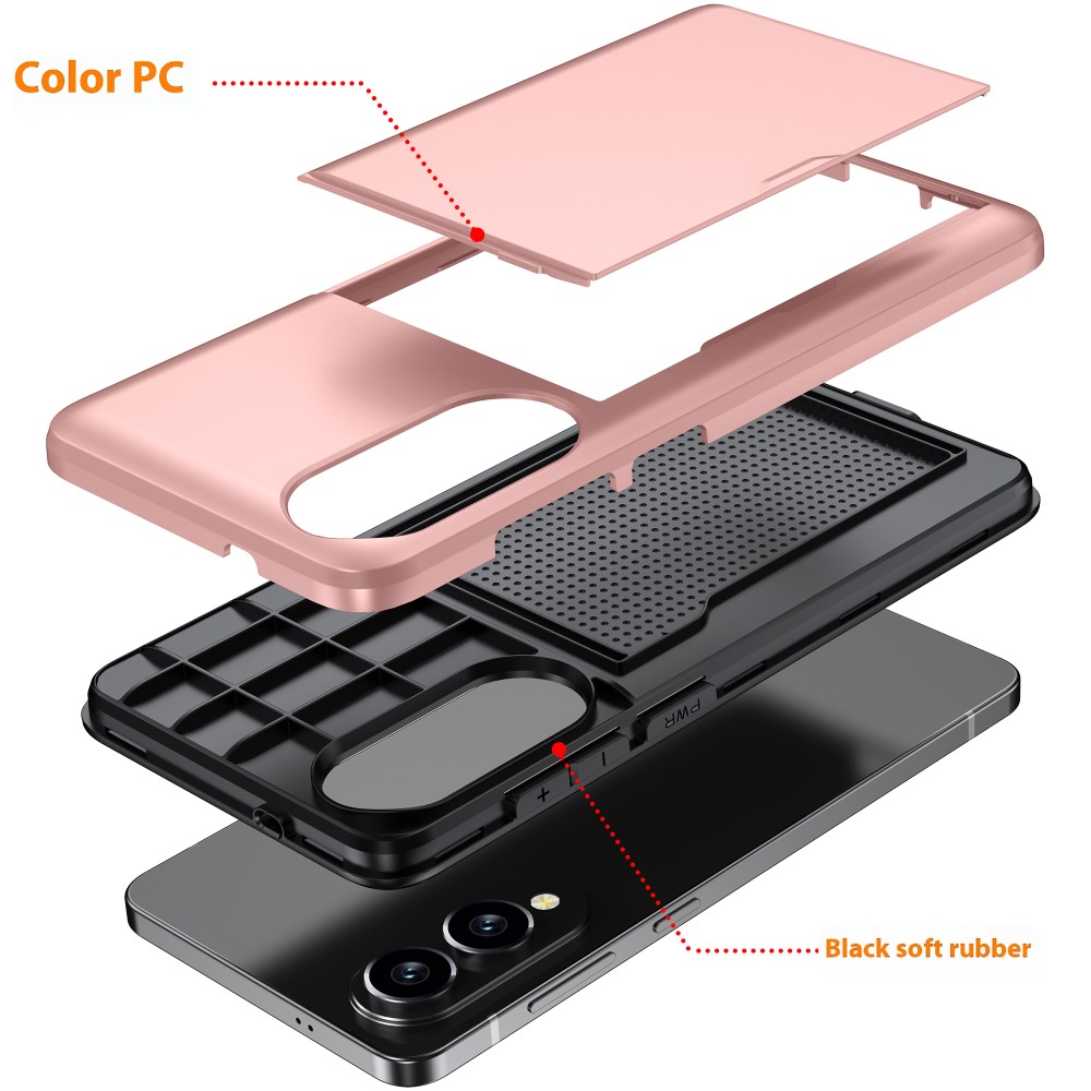 Samsung Galaxy S25 Edge Skal Hybrid Med Kortfack Roséguld