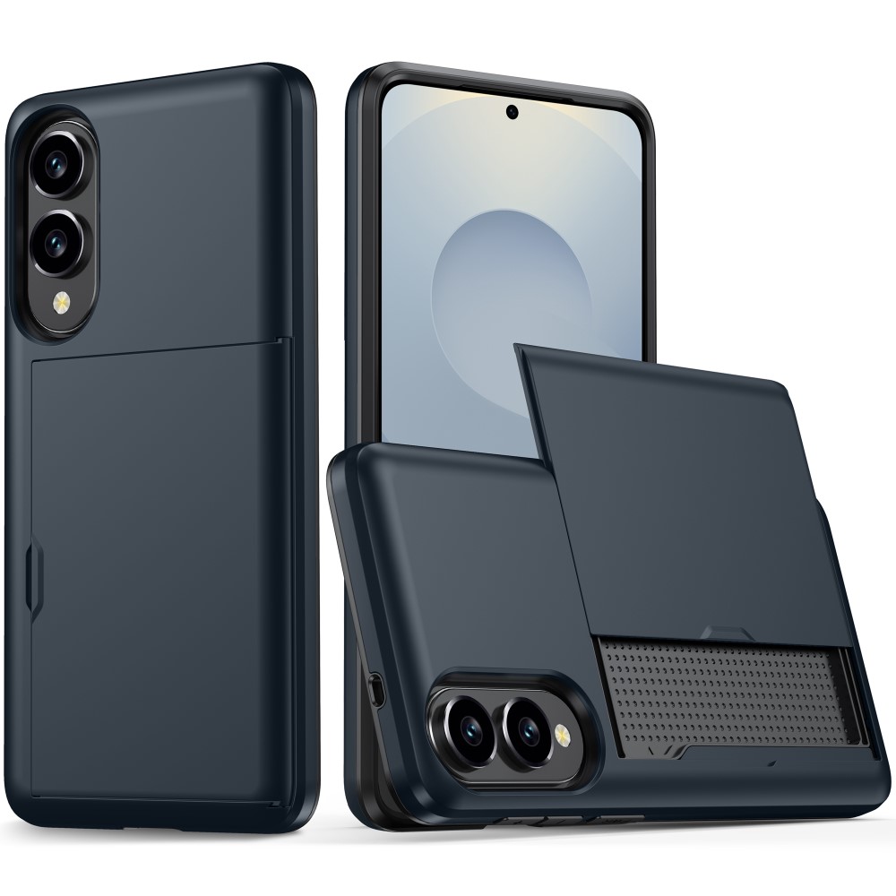Samsung Galaxy S25 Edge Skal Hybrid Med Kortfack Mörk Blå