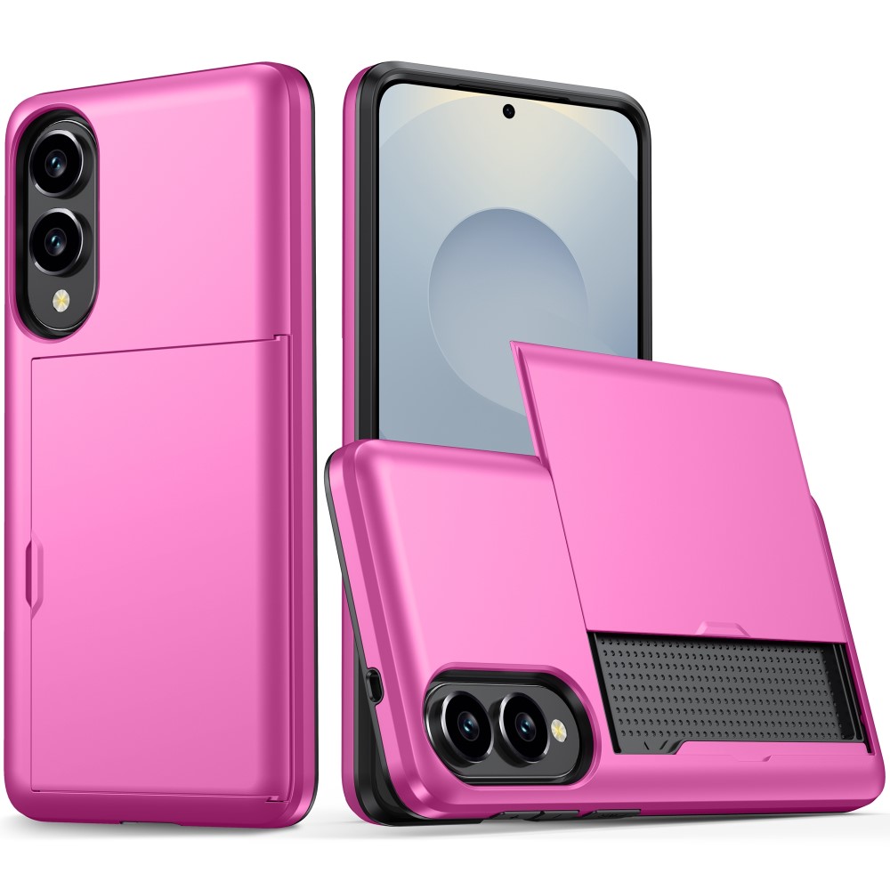 Samsung Galaxy S25 Edge Skal Hybrid Med Kortfack Rosa
