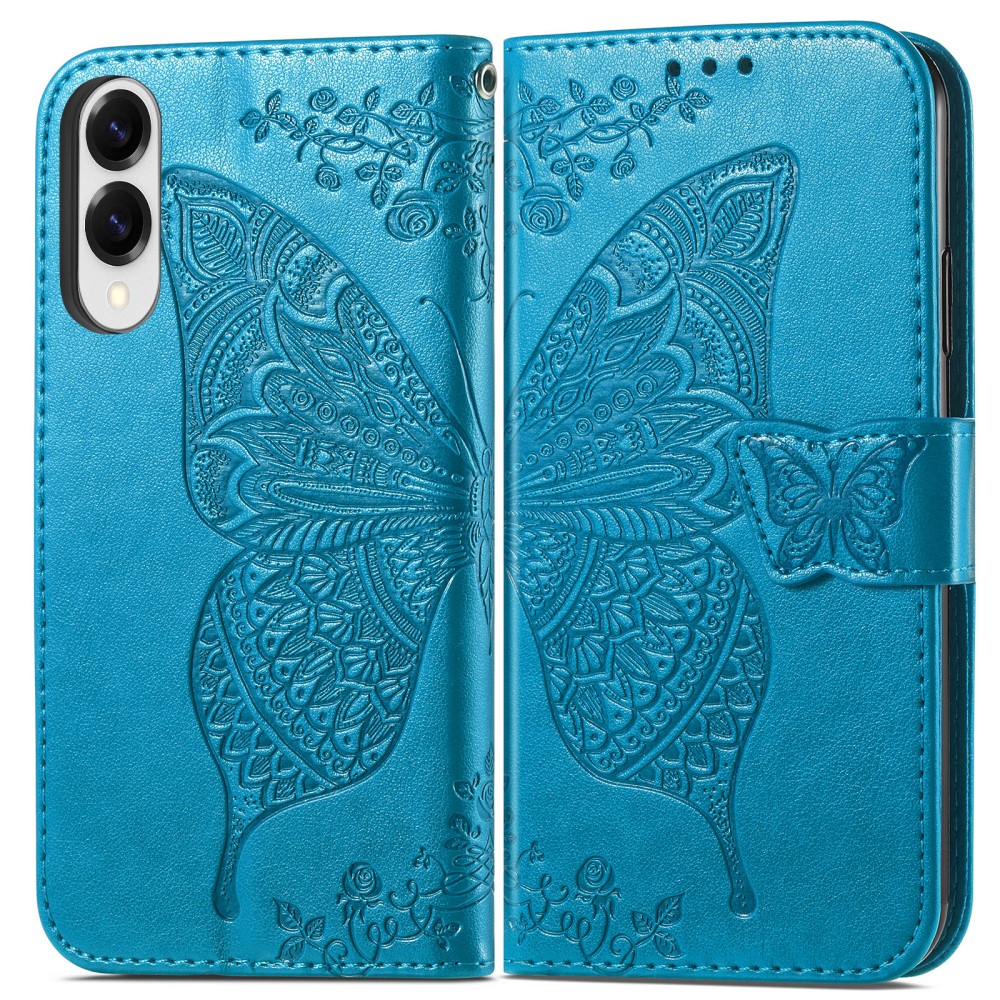 Samsung Galaxy S25 Edge Fodral Med Fjäril Tryck Blå