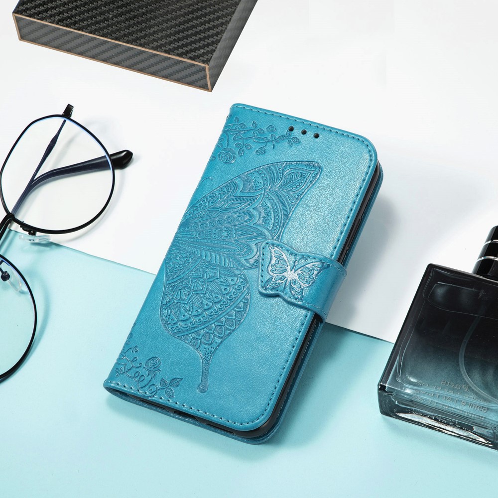 Samsung Galaxy S25 Edge Fodral Med Fjäril Tryck Blå
