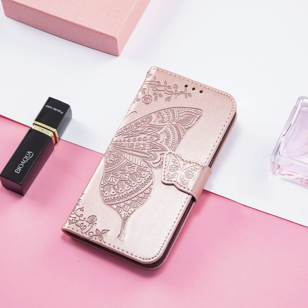 Samsung Galaxy S25 Edge Fodral Med Fjäril Tryck Roséguld