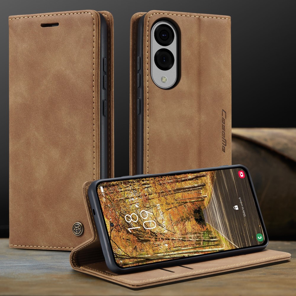 CASEME Samsung Galaxy S25 Edge Fodral Flip Läder Brun
