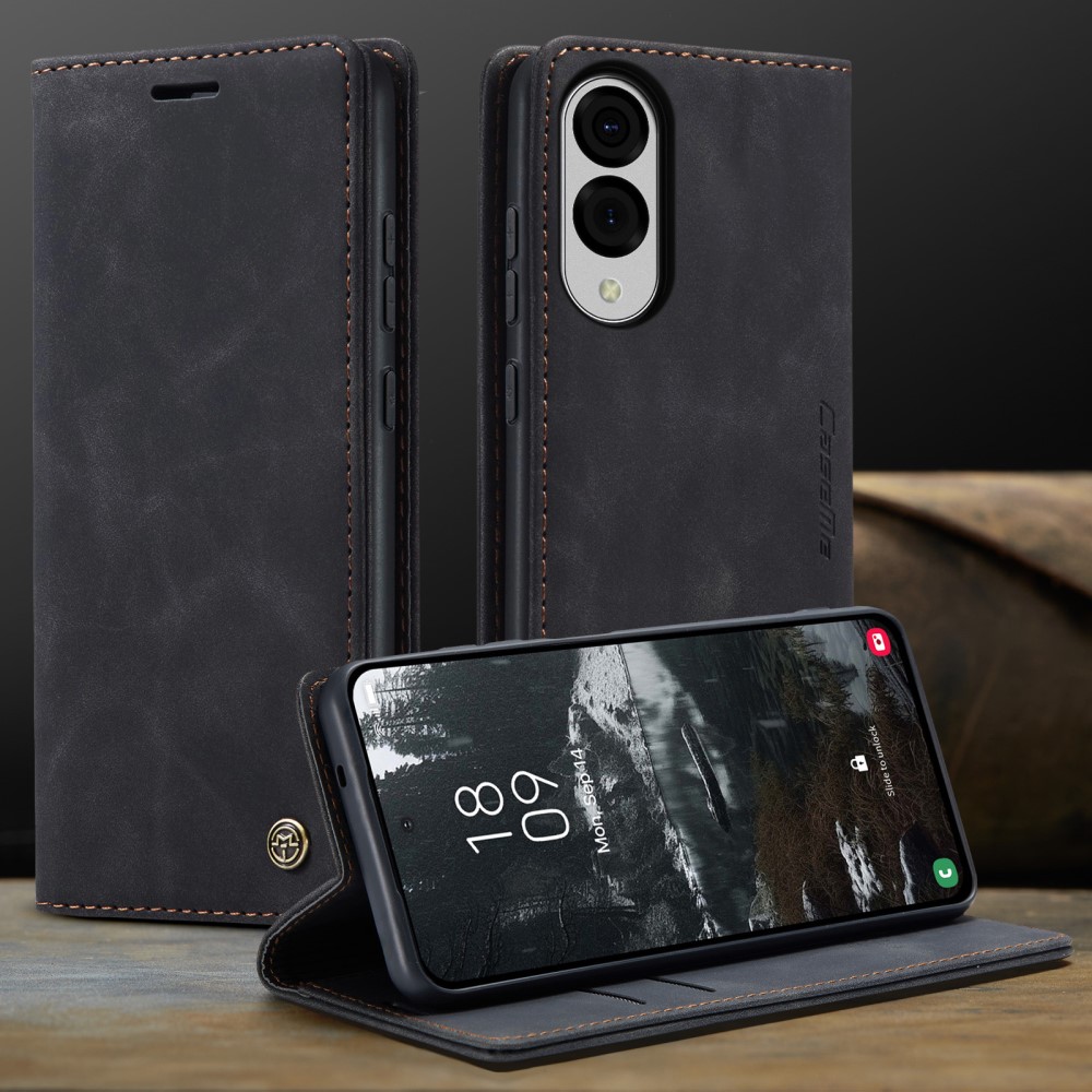 CASEME Samsung Galaxy S25 Edge Fodral Flip Läder Svart