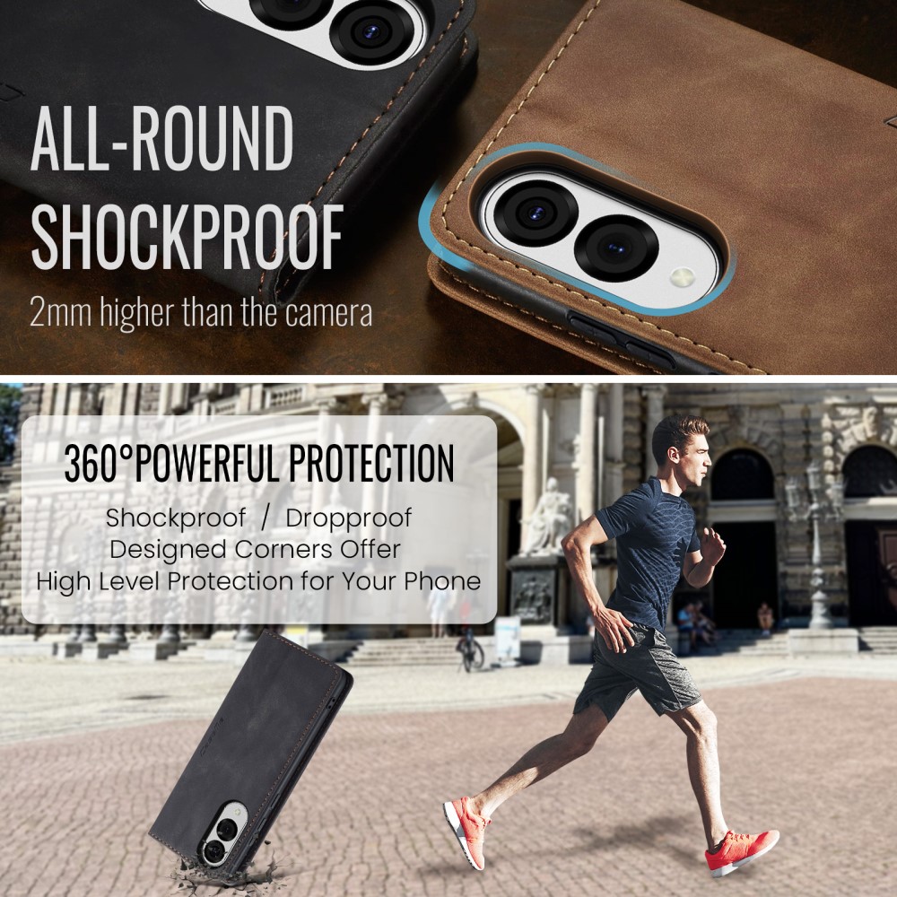 CASEME Samsung Galaxy S25 Edge Fodral Flip Läder Svart