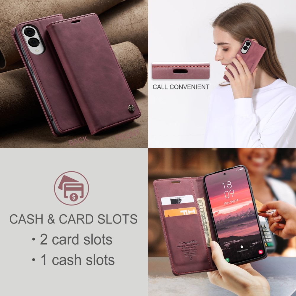 CASEME Samsung Galaxy S25 Edge Fodral Flip Läder Röd