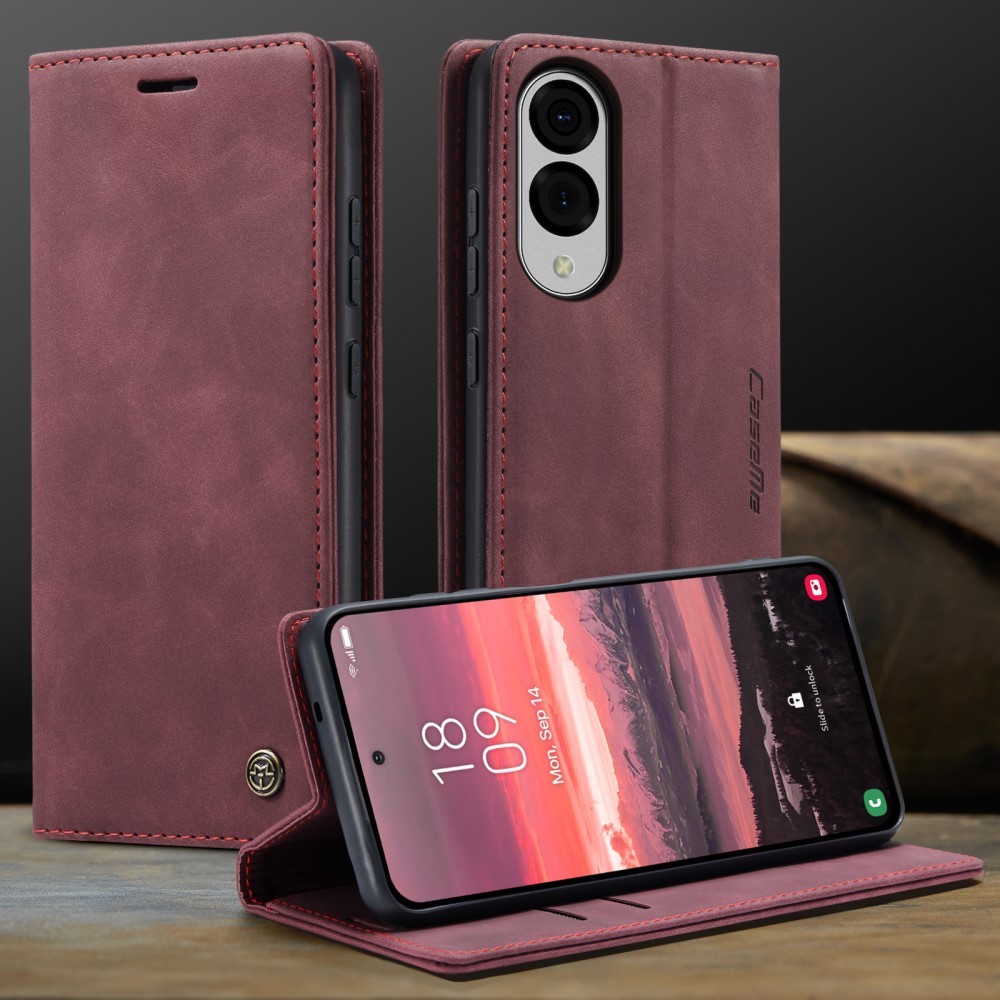 CASEME Samsung Galaxy S25 Edge Fodral Flip Läder Röd