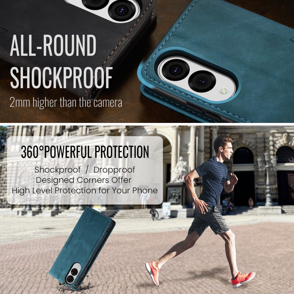 CASEME Samsung Galaxy S25 Edge Fodral Flip Läder Blå