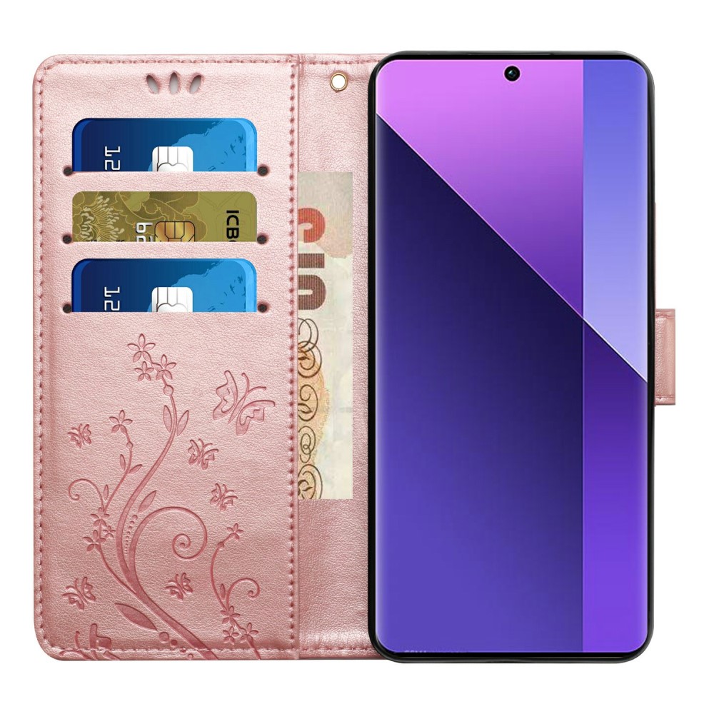 Samsung Galaxy S25 Edge Fodral Med Blommigt Tryck Roséguld