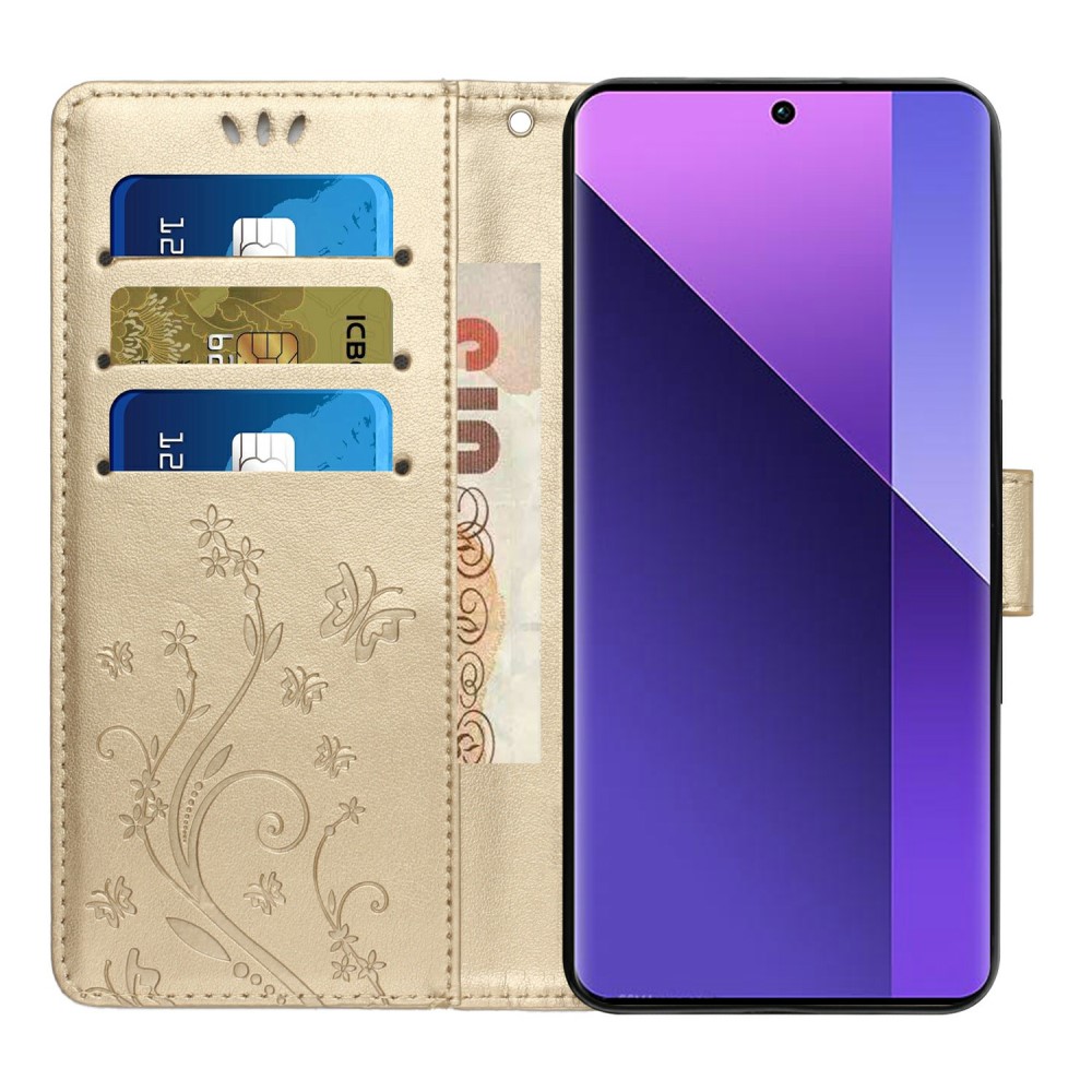 Samsung Galaxy S25 Edge Fodral Med Blommigt Tryck Guld