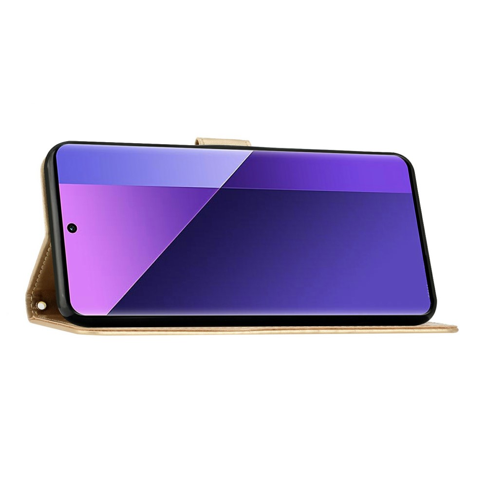 Samsung Galaxy S25 Edge Fodral Med Blommigt Tryck Guld
