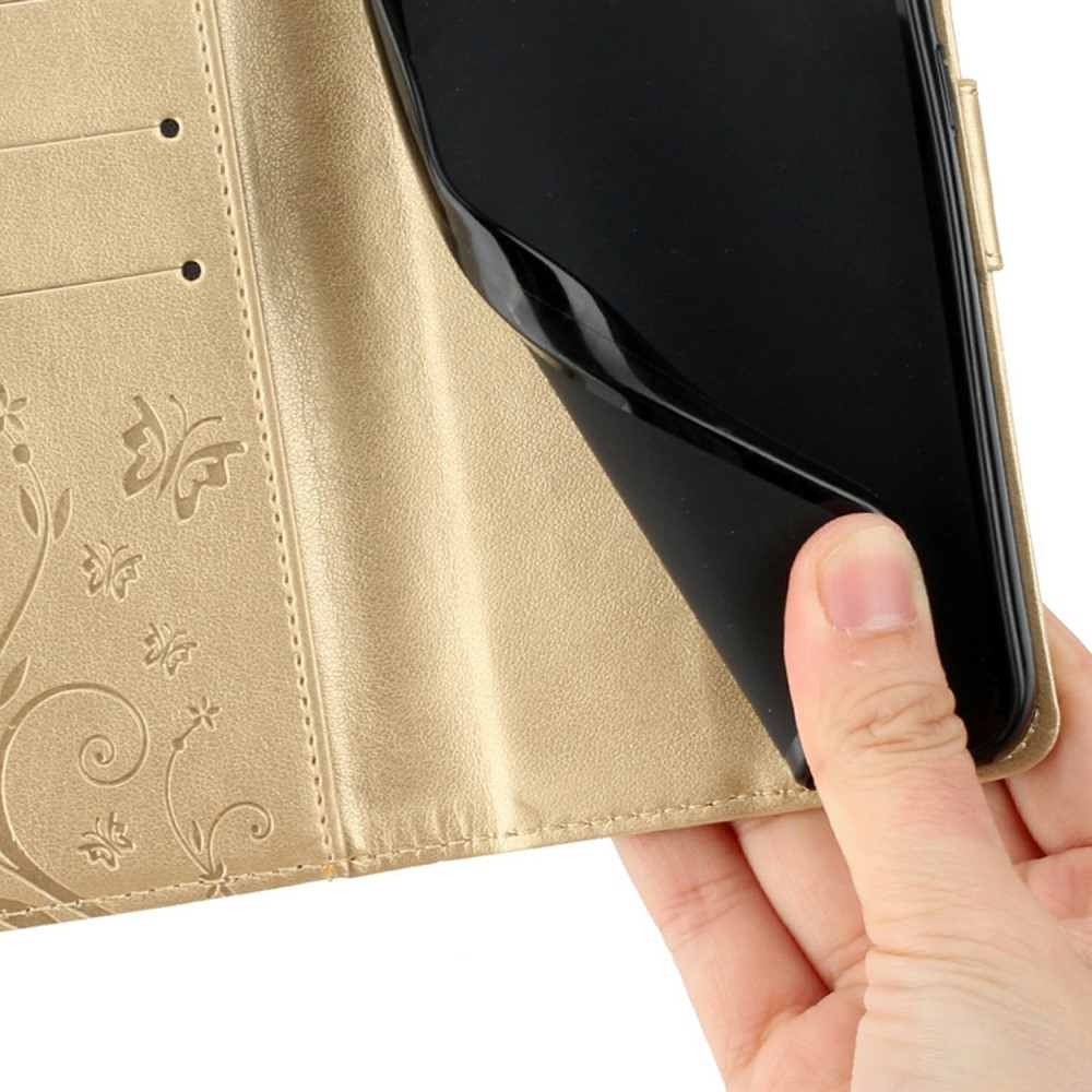 Samsung Galaxy S25 Edge Fodral Med Blommigt Tryck Guld