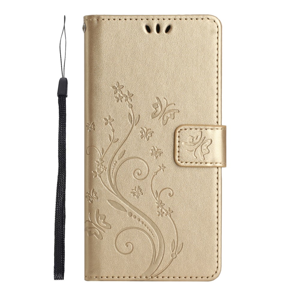 Samsung Galaxy S25 Edge Fodral Med Blommigt Tryck Guld