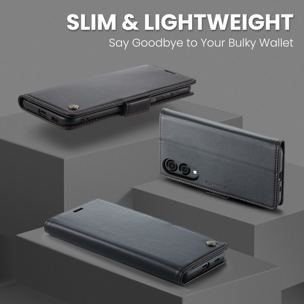 CASEME Samsung Galaxy S25 Edge Fodral Läder RFID Svart