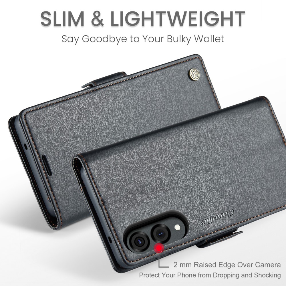 CASEME Samsung Galaxy S25 Edge Fodral Läder RFID Svart