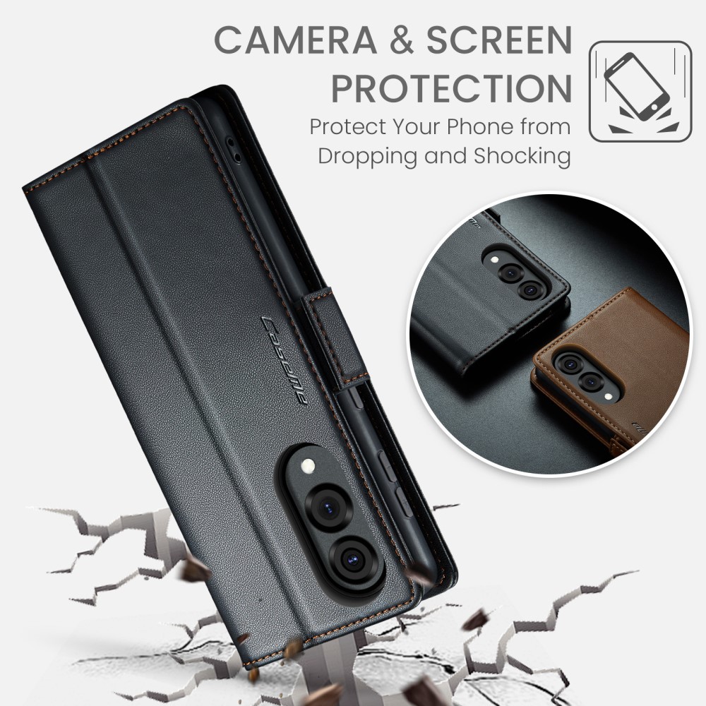 CASEME Samsung Galaxy S25 Edge Fodral Läder RFID Svart