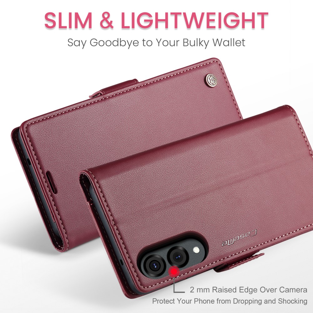 CASEME Samsung Galaxy S25 Edge Fodral Läder RFID Röd