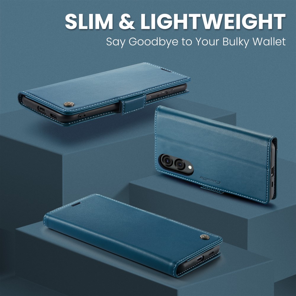 CASEME Samsung Galaxy S25 Edge Fodral Läder RFID Blå