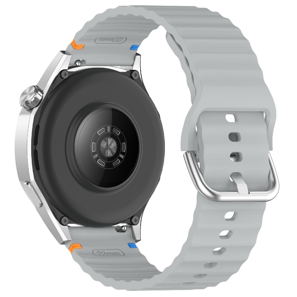 Klockarmband 22 mm Silikon Wave Design Grå