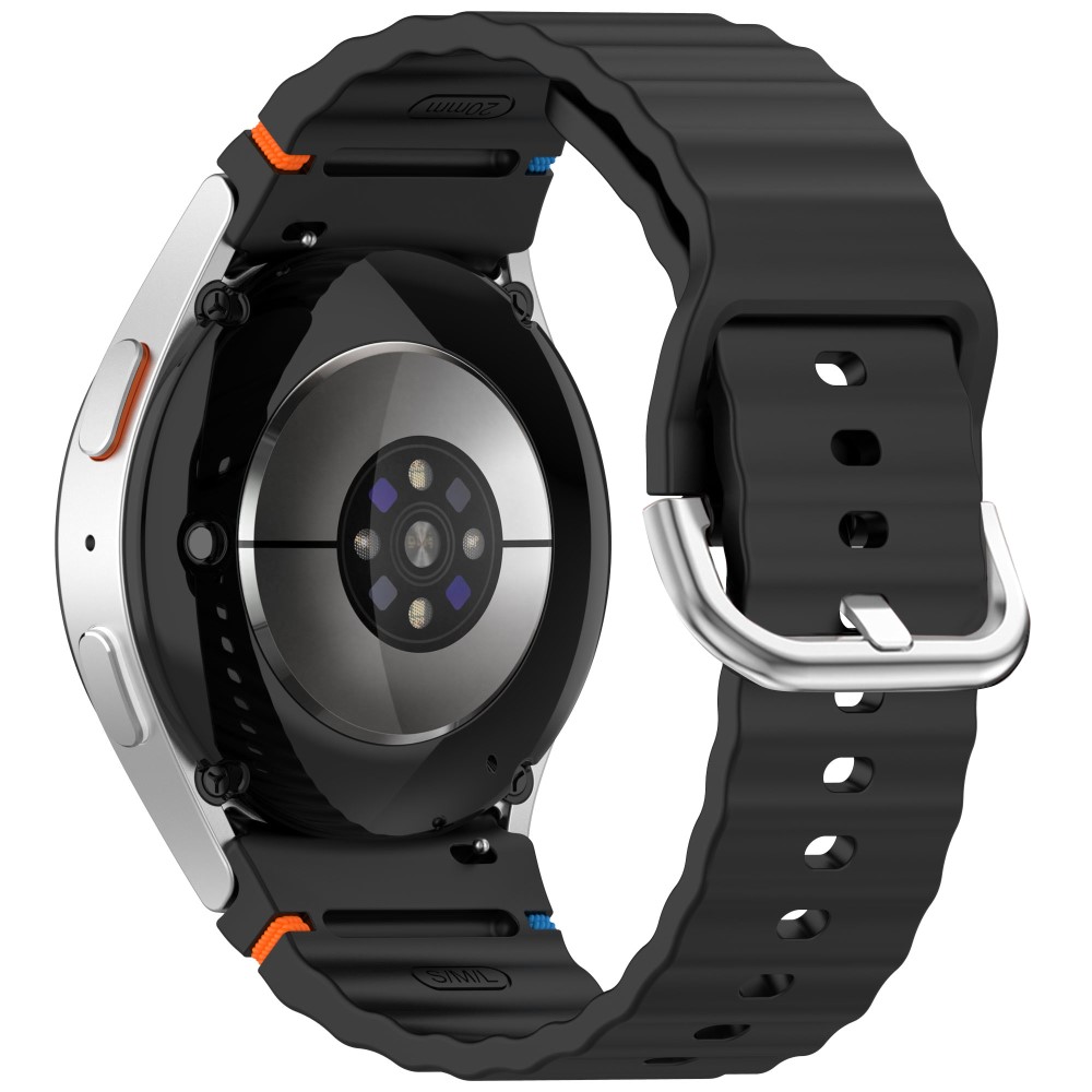 Galaxy Watch 5/5 Pro/6/7/FE Armband Silikon Wave Design Svart