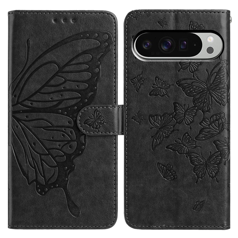 Google Pixel 10 Pro XL/ 9 Pro XL Fodral Fjäril Tryck Svart