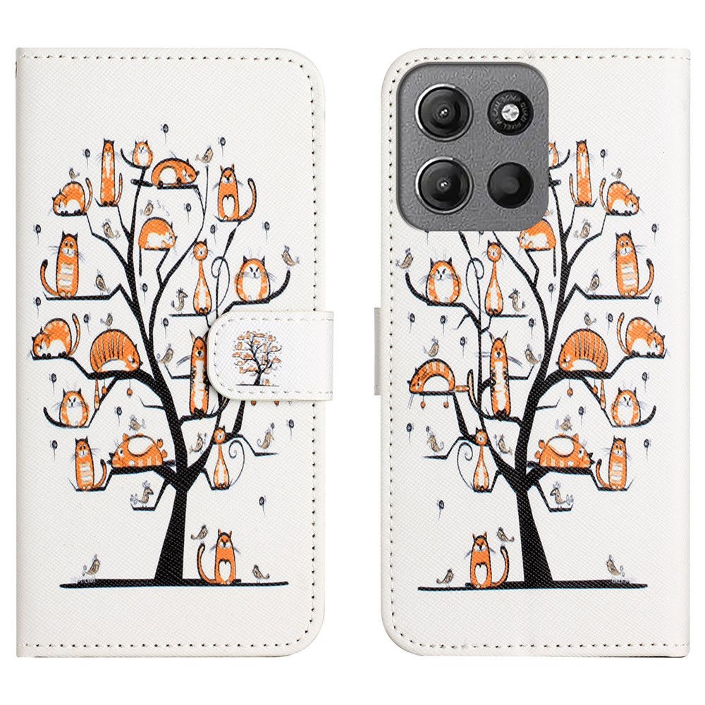 Motorola Moto G86 Power/G86 5G Fodral Läder Katt Träd