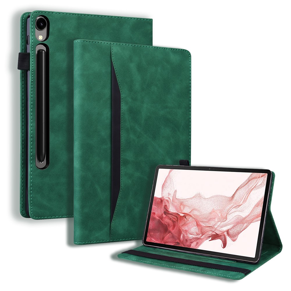 Galaxy Tab S11/S10 Lite/S10 FE/S9/S9 FE/S8/S7 Fodral Läder Grön