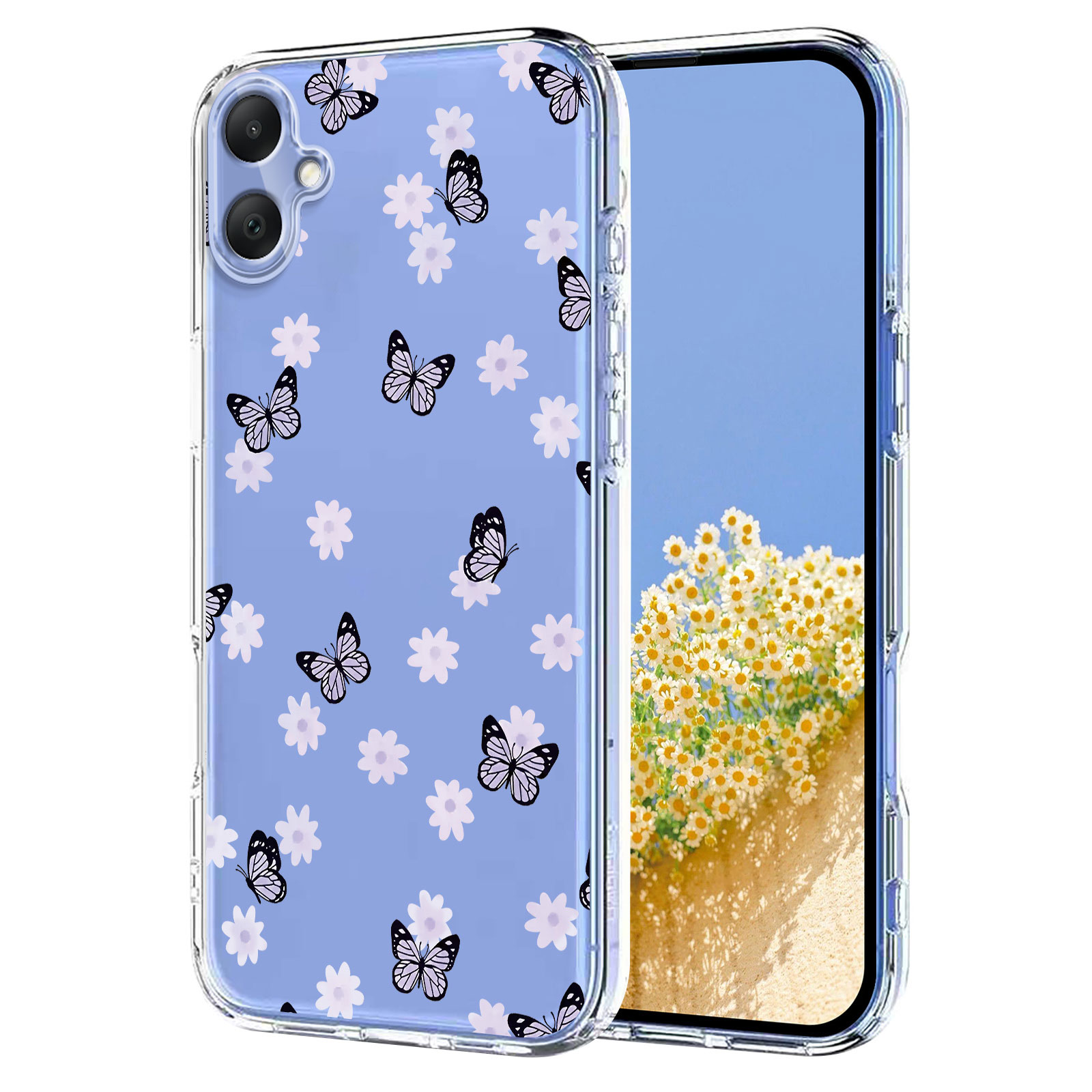 Samsung Galaxy A07 4G Skal Med Tryck Fjärilar / Blommor