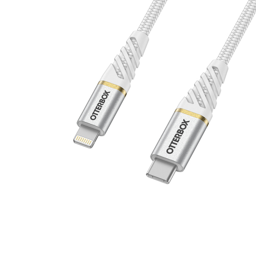 OtterBox Premium 1m USB-C - Lightning Kabel Nylonfltad Vit