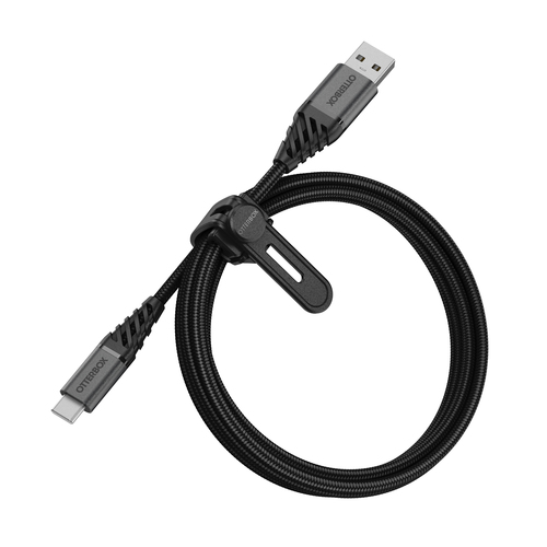 OtterBox Premium 1m USB-C - USB-A Kabel Nylonfltad Svart