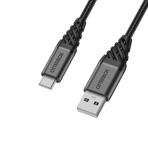 OtterBox Premium 3m USB-C - USB-A Kabel Nylonfltad Svart