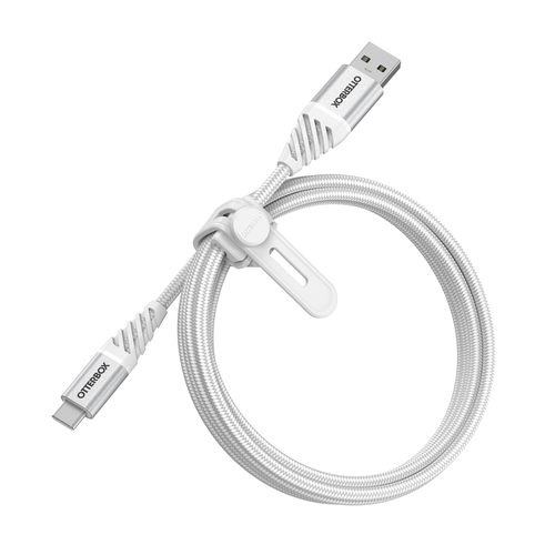 OtterBox Premium 1m USB-C - USB-A Kabel Nylonfltad Vit