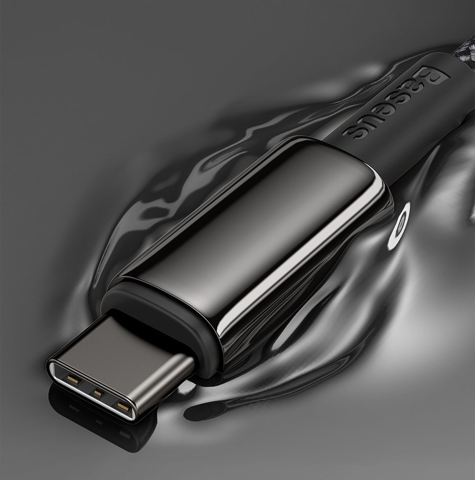 Baseus Tungsten 1m 100W 5A PD QC USB-C - USB-C Fltad Nylon Kabel - Svart