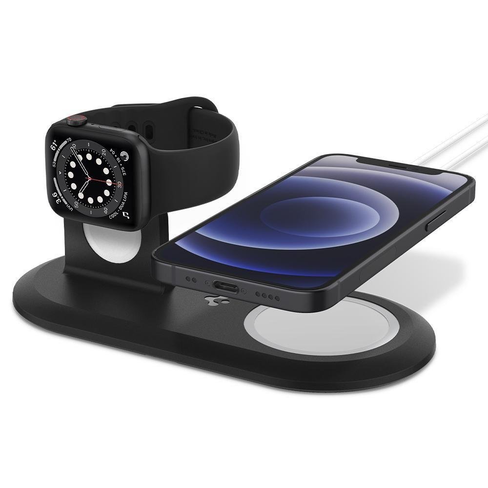 Spigen MagFit Duo Hllare Fr MagSafe + Apple Watch Svart