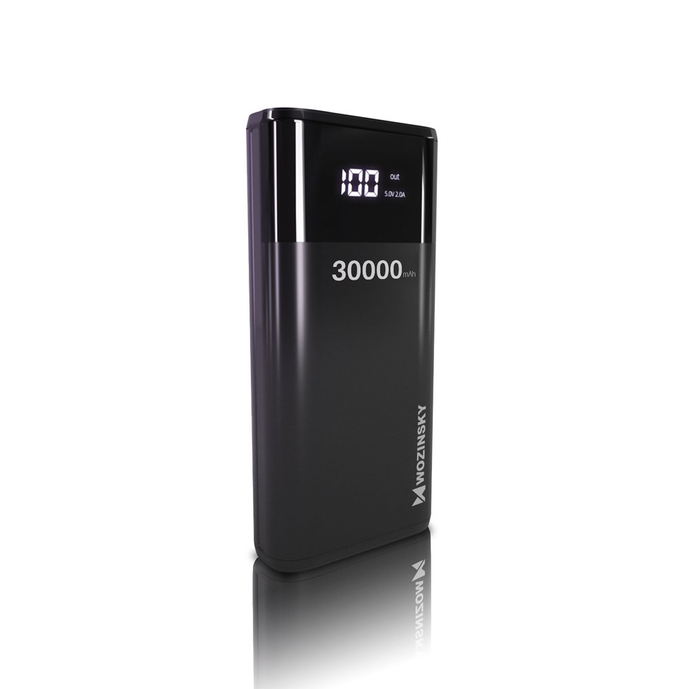 Wozinsky 30000 mAh Power Bank 4A 4x USB Med Display - Svart