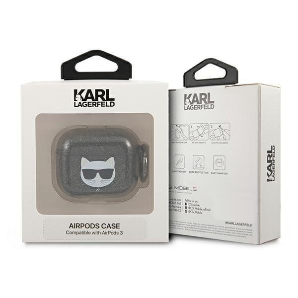 Karl Lagerfeld AirPods 3 - Glitter Choupette Skal Med Ring - Svart