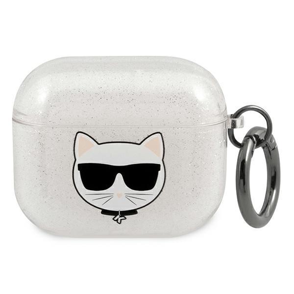 Karl Lagerfeld AirPods 3 - Glitter Choupette Skal Med Ring - Silver