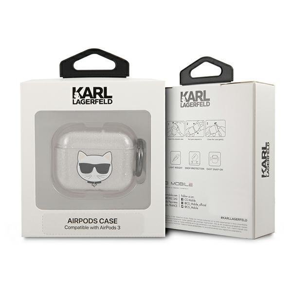 Karl Lagerfeld AirPods 3 - Glitter Choupette Skal Med Ring - Silver