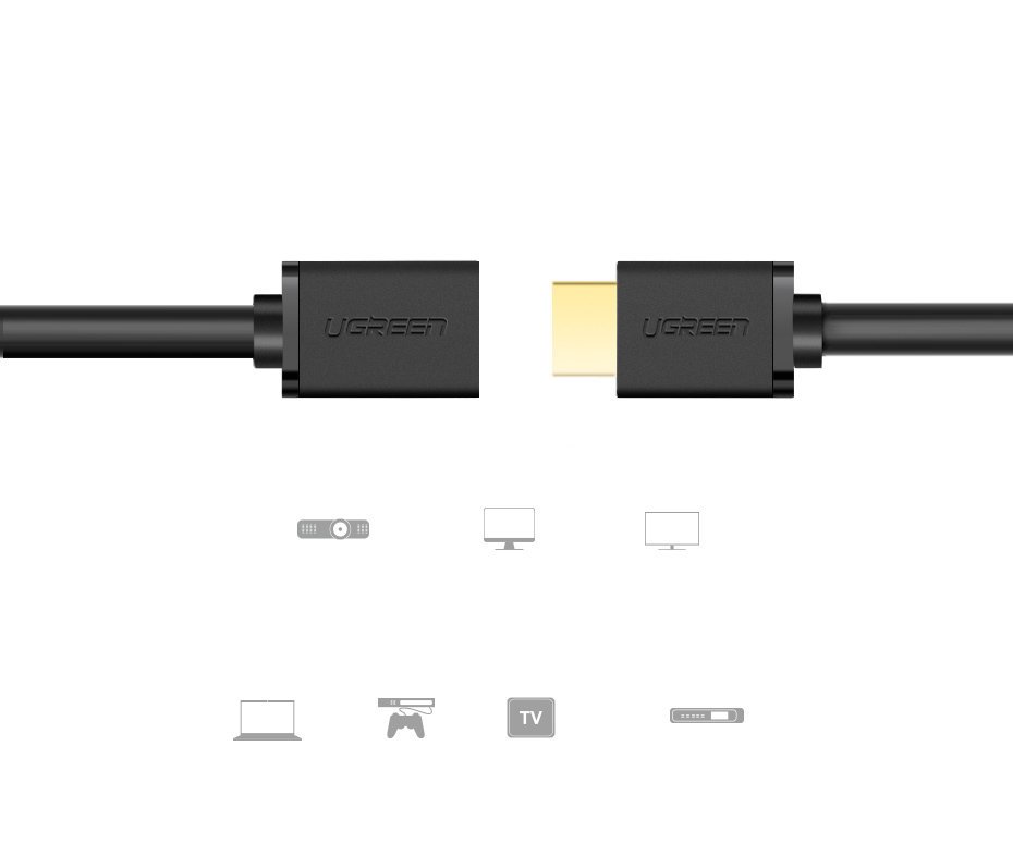 Ugreen HDMI(hona) - HDMI(hane) 50cm kabel 4K 340 Mhz Svart