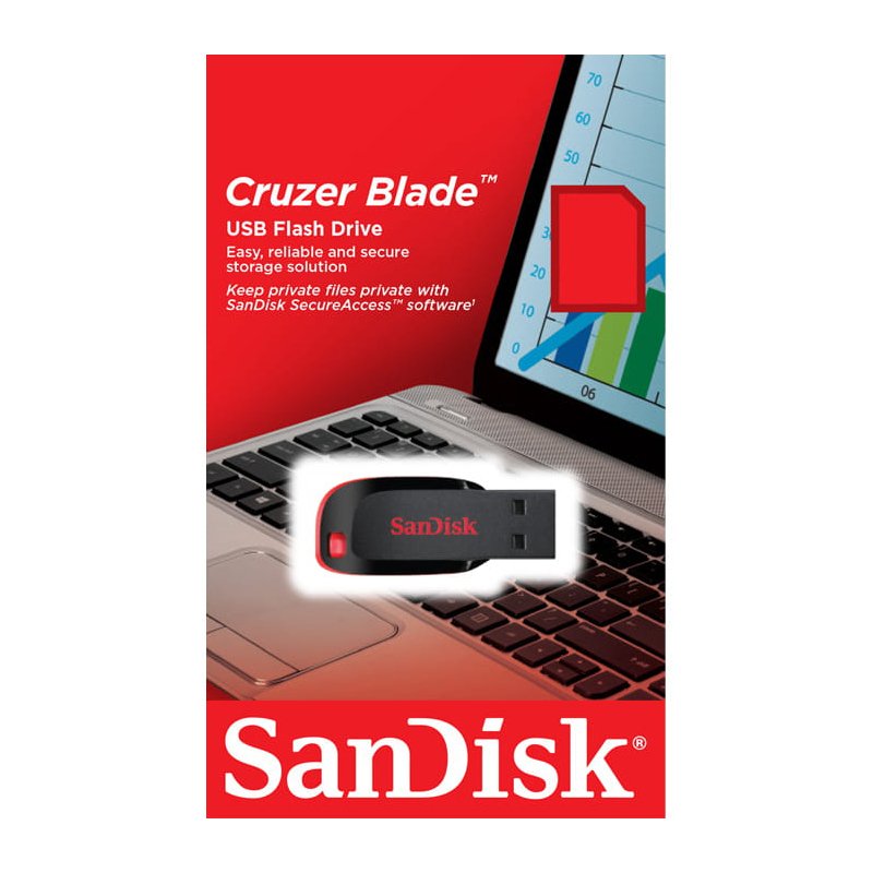 SanDisk SanDisk Cruzer Blade USB Minneskort - 32 GB - Teknikhallen.se