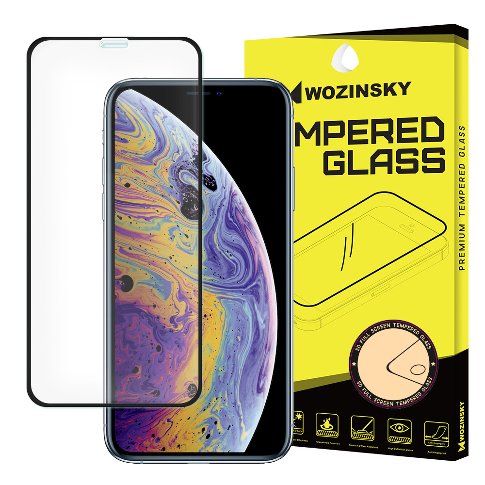 iPhone 11 Pro/X/Xs - Wozinsky Heltckande Hrdat Glas - Svart