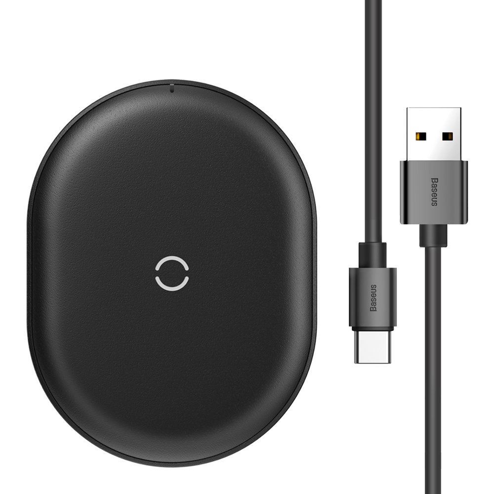 Baseus Cobble 15W Qi Laddare + 1m USB-C Kabel - Svart